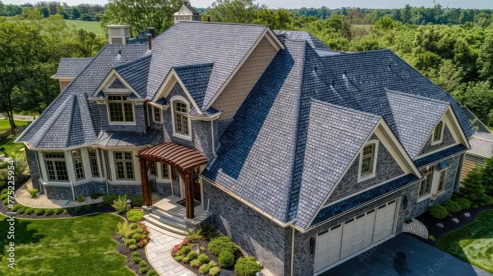 luxury home roofing installing