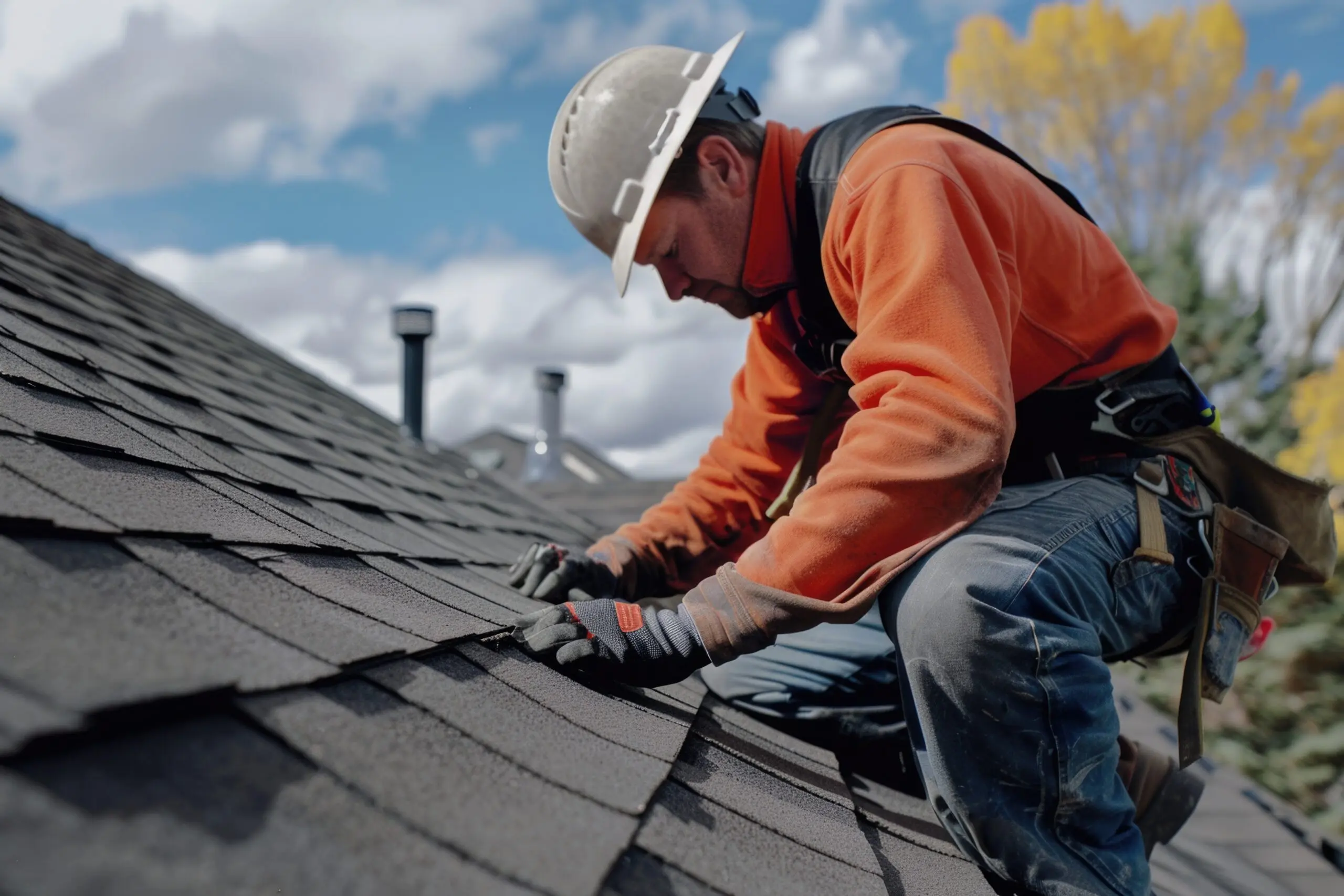 man working on roof